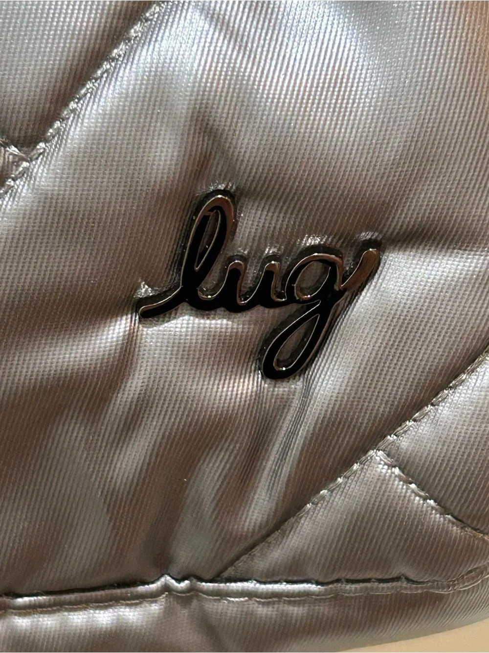 LUG women’s Quilted Crossbody Jitterbug Shoulder Bag Taupe. Adj strap LIKE NEW
